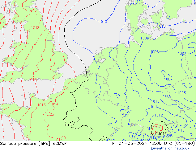 Bodendruck ECMWF Fr 31.05.2024 12 UTC