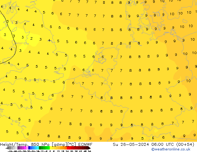 Z500/Rain (+SLP)/Z850 ECMWF dom 26.05.2024 06 UTC