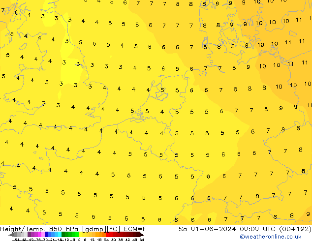 Z500/Yağmur (+YB)/Z850 ECMWF Cts 01.06.2024 00 UTC