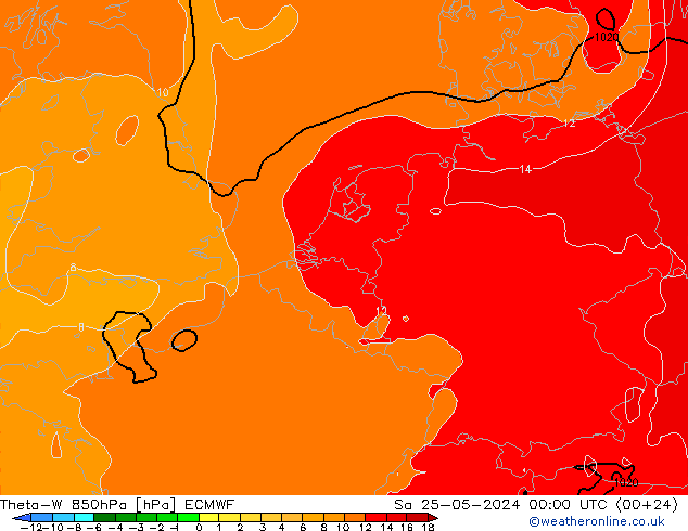 Theta-W 850hPa ECMWF Sa 25.05.2024 00 UTC