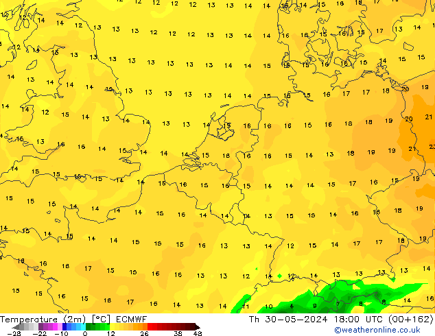 Sıcaklık Haritası (2m) ECMWF Per 30.05.2024 18 UTC