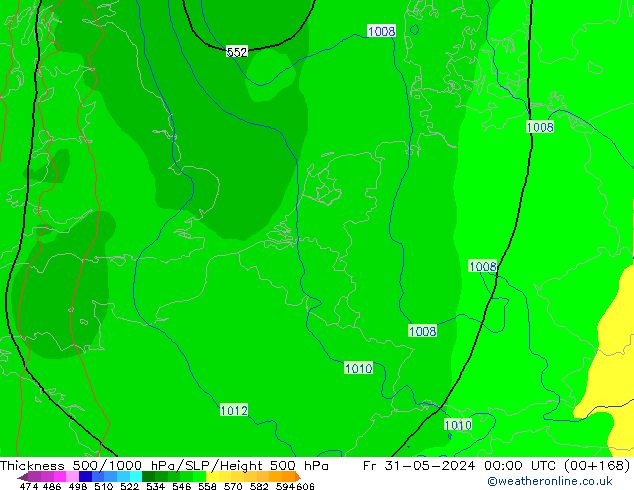 500-1000 hPa Kalınlığı ECMWF Cu 31.05.2024 00 UTC