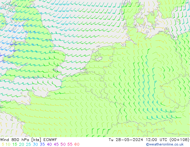 Rüzgar 850 hPa ECMWF Sa 28.05.2024 12 UTC