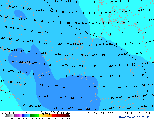 Height/Temp. 500 hPa ECMWF Sa 25.05.2024 00 UTC