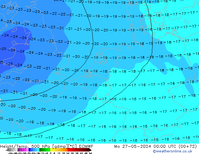 Yükseklik/Sıc. 500 hPa ECMWF Pzt 27.05.2024 00 UTC