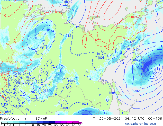 Neerslag ECMWF do 30.05.2024 12 UTC