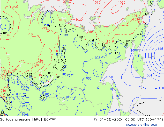 Surface pressure ECMWF Fr 31.05.2024 06 UTC