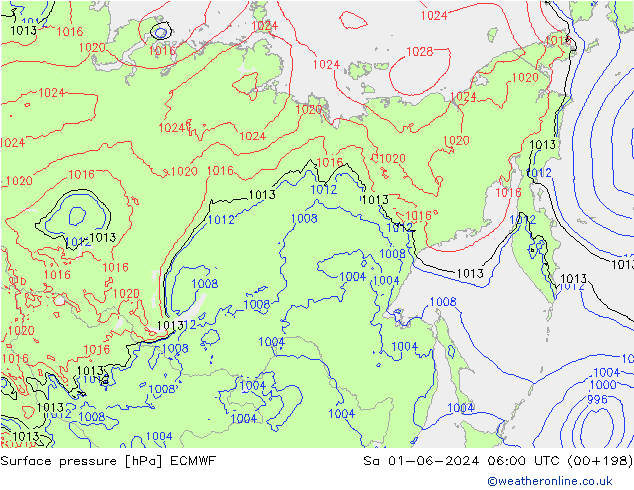 приземное давление ECMWF сб 01.06.2024 06 UTC