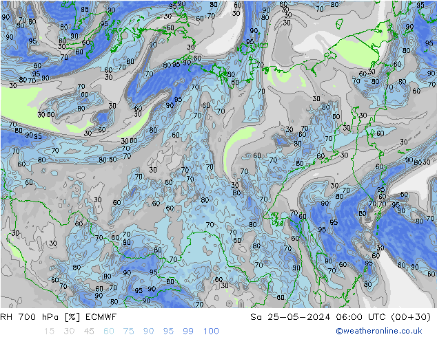 RH 700 hPa ECMWF Sa 25.05.2024 06 UTC