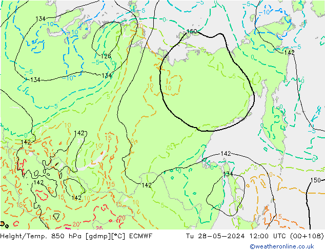 Z500/Rain (+SLP)/Z850 ECMWF Ter 28.05.2024 12 UTC