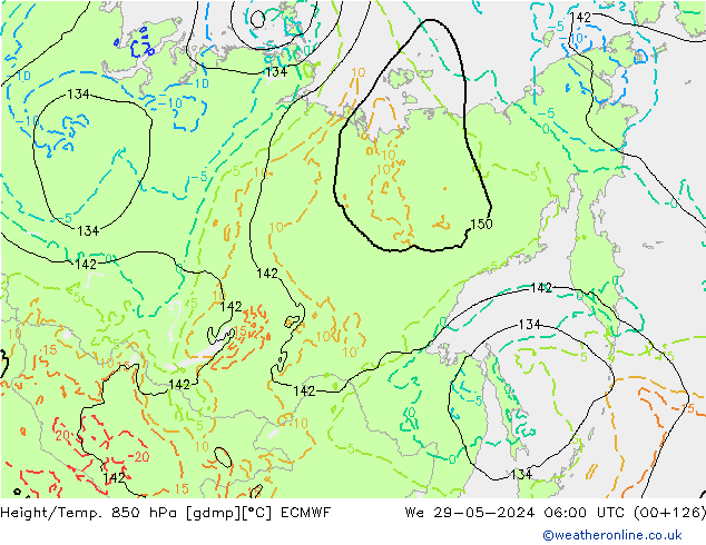 Height/Temp. 850 hPa ECMWF śro. 29.05.2024 06 UTC