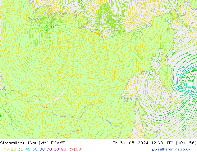 Rüzgar 10m ECMWF Per 30.05.2024 12 UTC