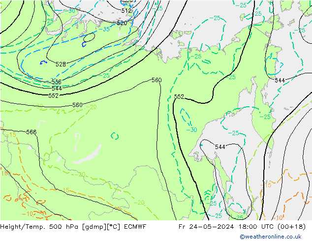 Z500/Rain (+SLP)/Z850 ECMWF ven 24.05.2024 18 UTC