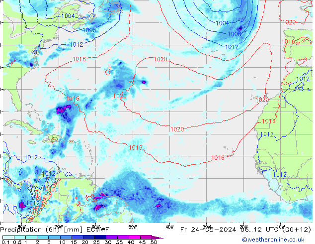 Precipitazione (6h) ECMWF ven 24.05.2024 12 UTC