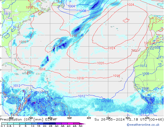 Z500/Rain (+SLP)/Z850 ECMWF So 26.05.2024 18 UTC