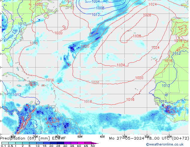 Z500/Rain (+SLP)/Z850 ECMWF Mo 27.05.2024 00 UTC