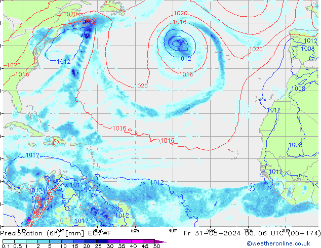 Z500/Rain (+SLP)/Z850 ECMWF Fr 31.05.2024 06 UTC