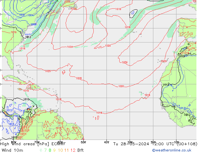yüksek rüzgarlı alanlar ECMWF Sa 28.05.2024 12 UTC