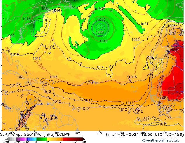 SLP/Temp. 850 hPa ECMWF ven 31.05.2024 18 UTC