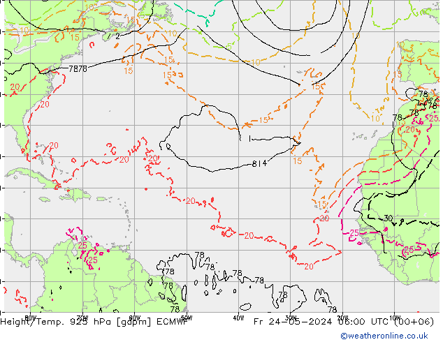 Height/Temp. 925 hPa ECMWF  24.05.2024 06 UTC