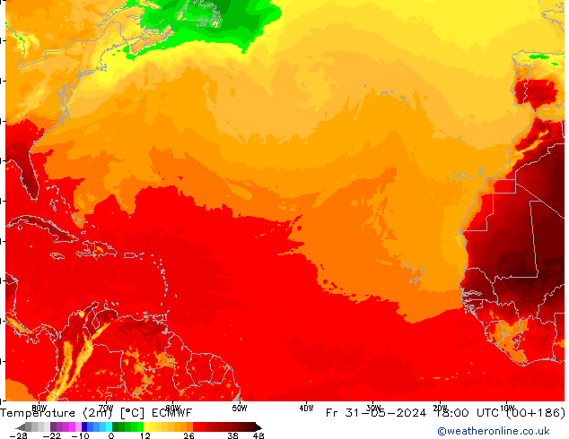 Sıcaklık Haritası (2m) ECMWF Cu 31.05.2024 18 UTC