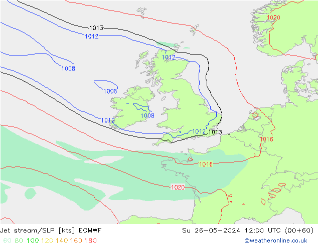 Jet stream/SLP ECMWF Su 26.05.2024 12 UTC