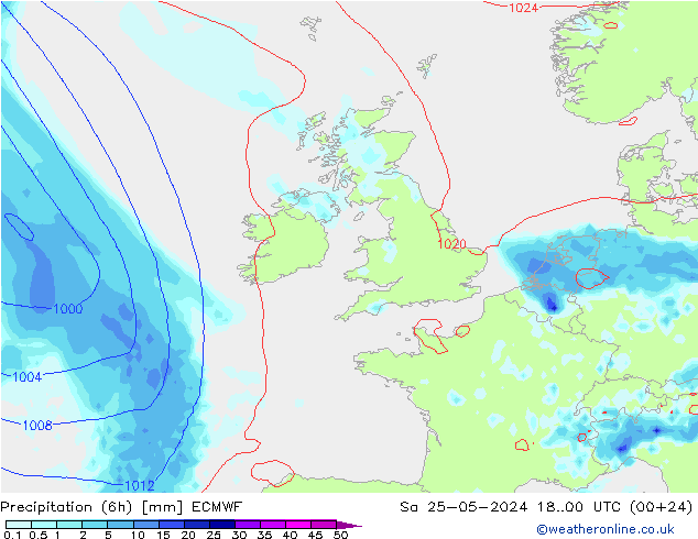 Z500/Rain (+SLP)/Z850 ECMWF Sáb 25.05.2024 00 UTC