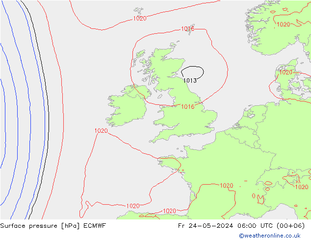 ciśnienie ECMWF pt. 24.05.2024 06 UTC