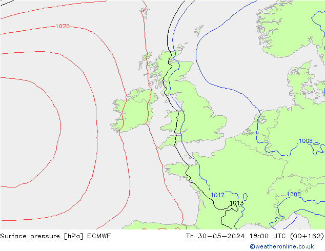 pressão do solo ECMWF Qui 30.05.2024 18 UTC