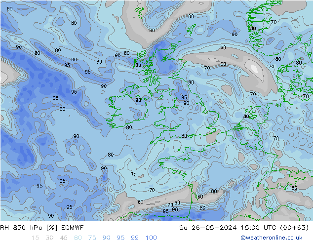 850 hPa Nispi Nem ECMWF Paz 26.05.2024 15 UTC