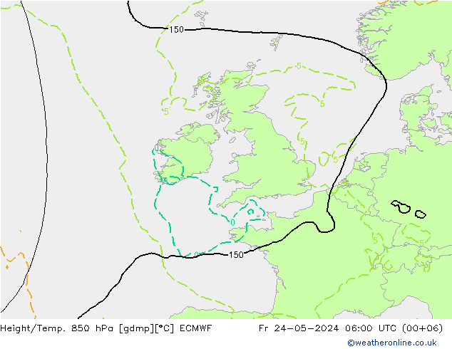 Z500/Rain (+SLP)/Z850 ECMWF Fr 24.05.2024 06 UTC