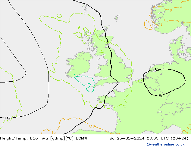Z500/Rain (+SLP)/Z850 ECMWF Sáb 25.05.2024 00 UTC