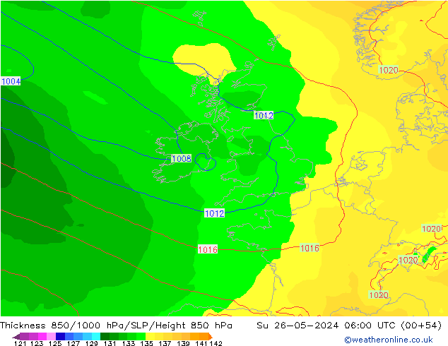 Thck 850-1000 hPa ECMWF  26.05.2024 06 UTC