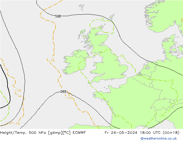 Height/Temp. 500 hPa ECMWF Sex 24.05.2024 18 UTC