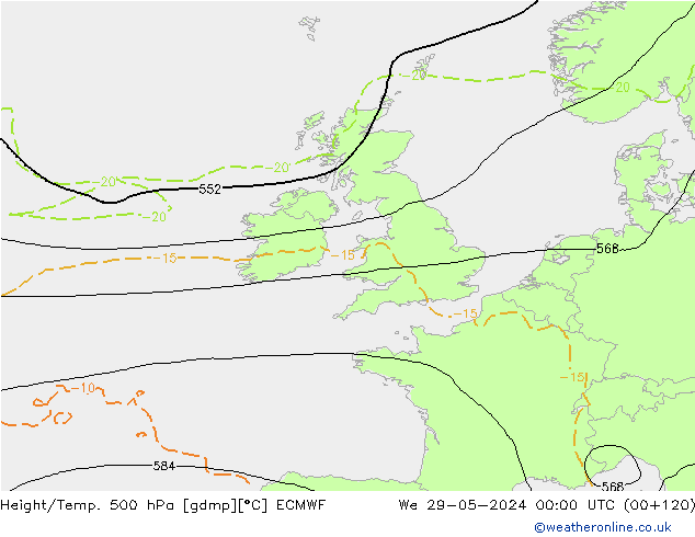 Z500/Rain (+SLP)/Z850 ECMWF Qua 29.05.2024 00 UTC