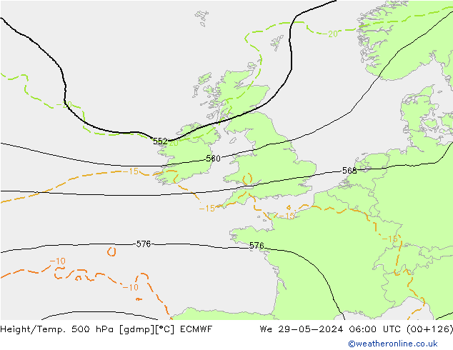 Z500/Rain (+SLP)/Z850 ECMWF mer 29.05.2024 06 UTC