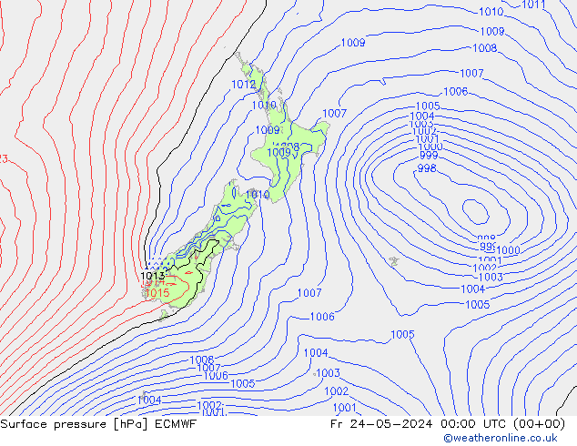 Luchtdruk (Grond) ECMWF vr 24.05.2024 00 UTC