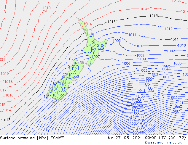 Surface pressure ECMWF Mo 27.05.2024 00 UTC