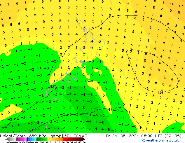 Z500/Rain (+SLP)/Z850 ECMWF Fr 24.05.2024 06 UTC