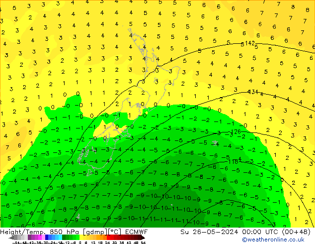 Height/Temp. 850 hPa ECMWF nie. 26.05.2024 00 UTC