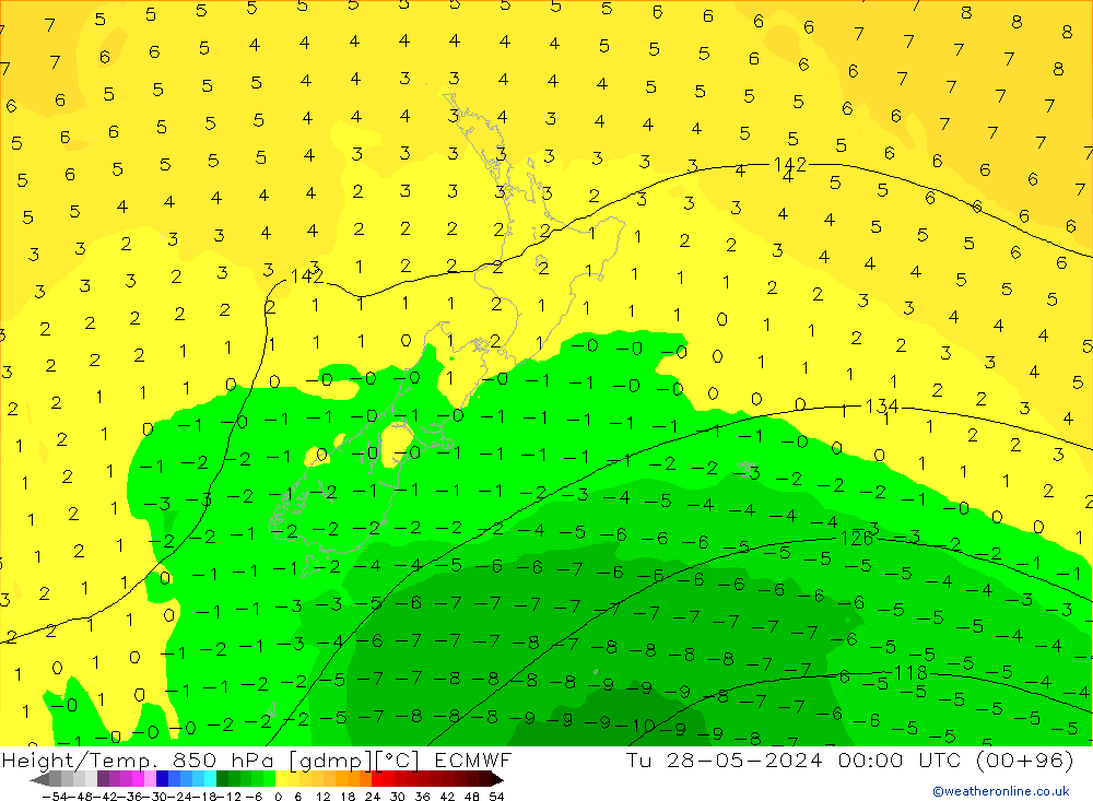 Z500/Rain (+SLP)/Z850 ECMWF  28.05.2024 00 UTC