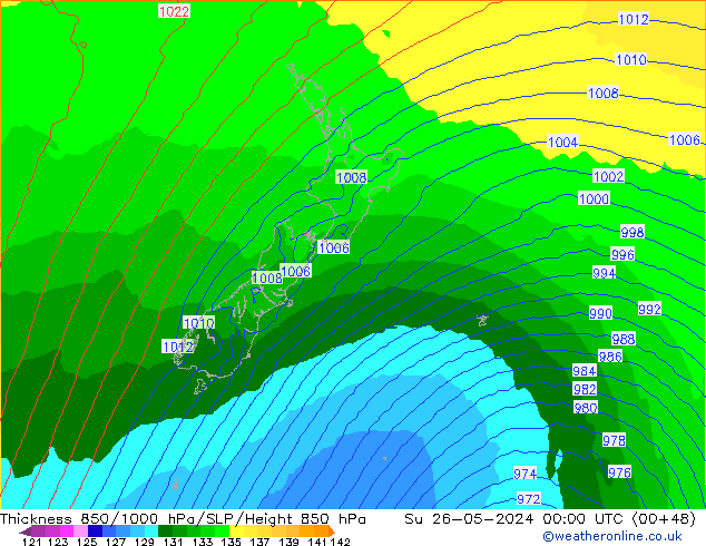 Thck 850-1000 hPa ECMWF nie. 26.05.2024 00 UTC