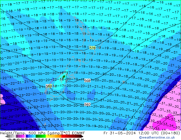 Z500/Rain (+SLP)/Z850 ECMWF ven 31.05.2024 12 UTC