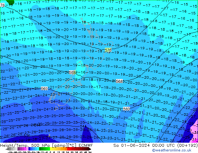 Z500/Rain (+SLP)/Z850 ECMWF sam 01.06.2024 00 UTC