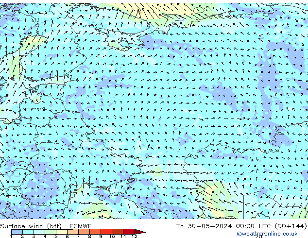  10 m (bft) ECMWF  30.05.2024 00 UTC