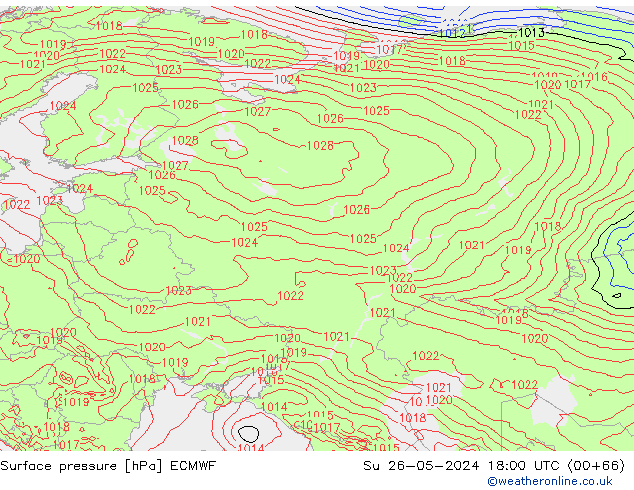 Surface pressure ECMWF Su 26.05.2024 18 UTC