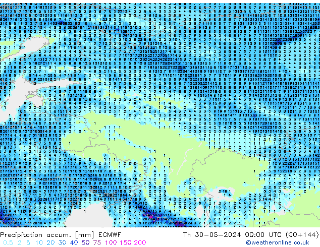 Precipitation accum. ECMWF  30.05.2024 00 UTC