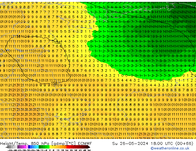 Z500/Rain (+SLP)/Z850 ECMWF Su 26.05.2024 18 UTC