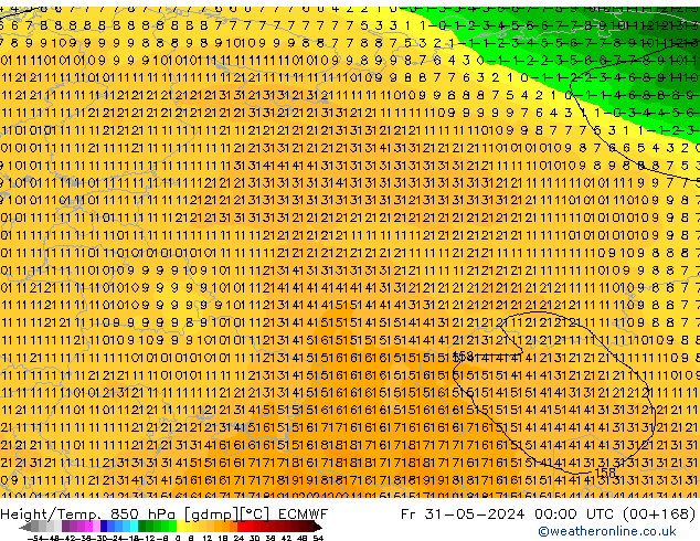 Height/Temp. 850 hPa ECMWF Fr 31.05.2024 00 UTC