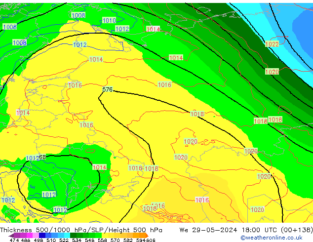 Thck 500-1000hPa ECMWF  29.05.2024 18 UTC